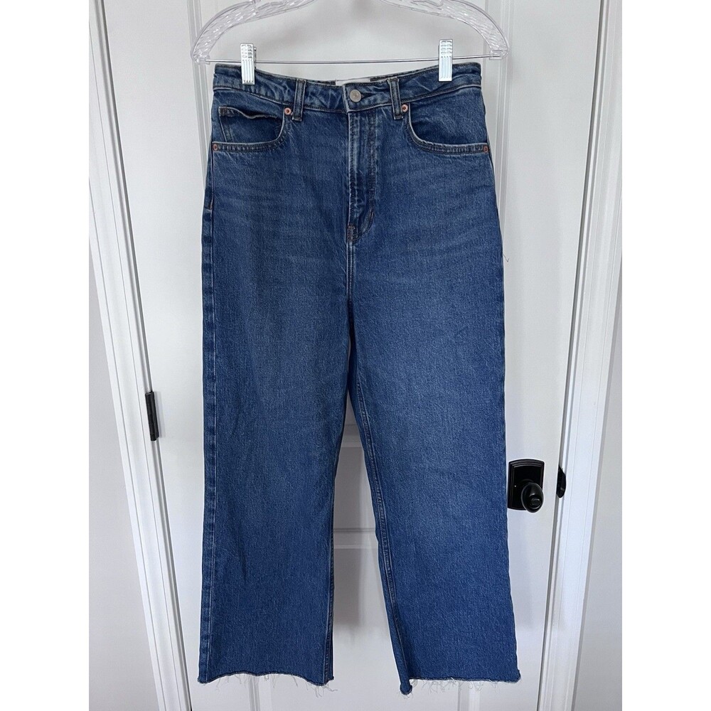 Reformation Wide Leg Raw Hem Jeans Medium Wash Size 29 EUC